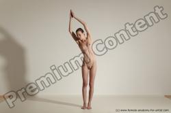 Nude Gymnastic poses Woman White Moving poses Athletic long brown Dynamic poses Pinup